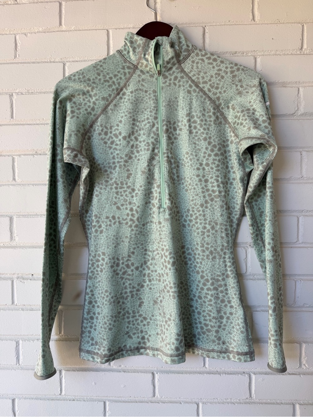 Nike Pro Dri-FIT Womens Half-Zip Pullover Mint Green Geometric Dot Sz M